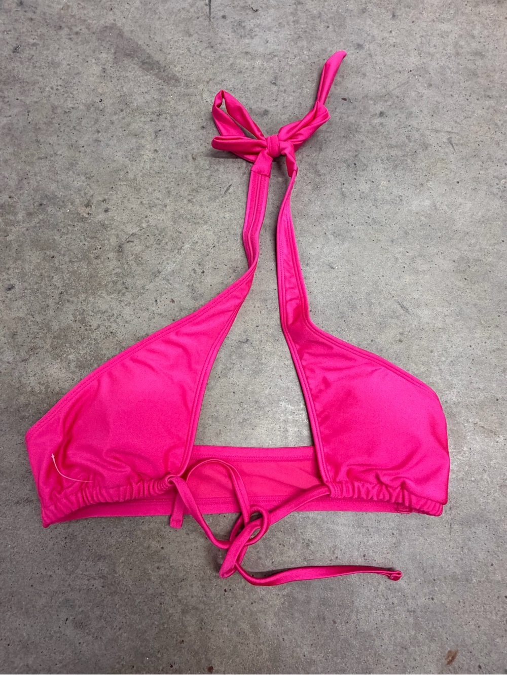 New Look Bright Pink Triangle Halter Bikini Top